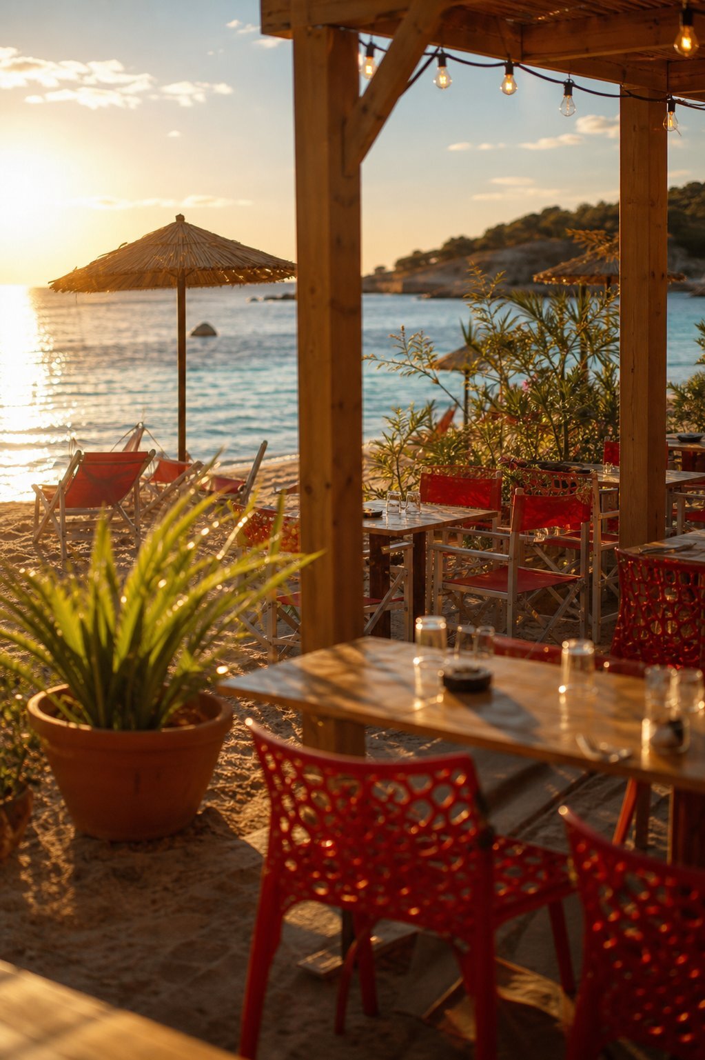 Coucher de soleil sur la terrasse